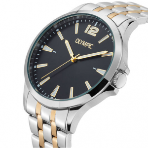 Olympic Danny stalen band en kast  zwarte wijzerplaat bicolor - 2011698