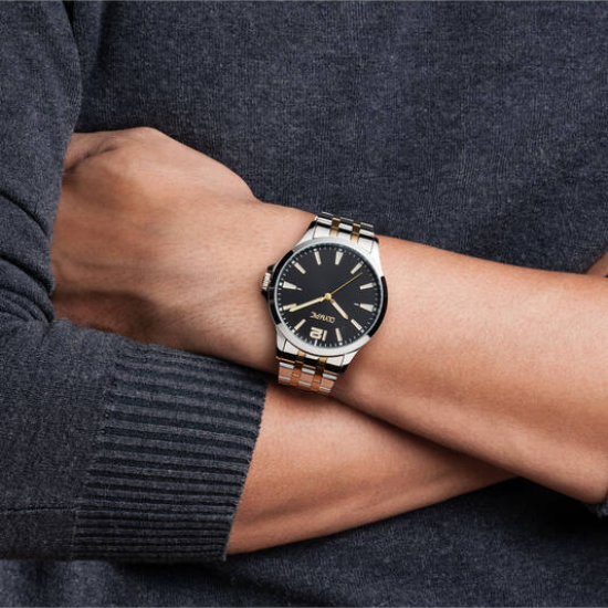 Olympic Danny stalen band en kast  zwarte wijzerplaat bicolor - 2011698