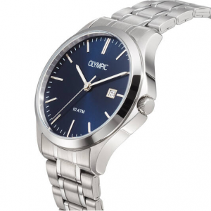 Olympic Milan stalen band en kast  zwarte wijzerplaat - 2011699