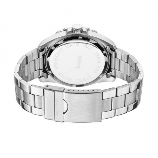 Olympic heren horloge stalen band en kast grijze bewerkte wijzerplaat - 2011700