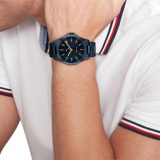 Tommy Hilfiger herenhorloge Bruce, blauwe plating met goudkleurige wijzers - 2011708