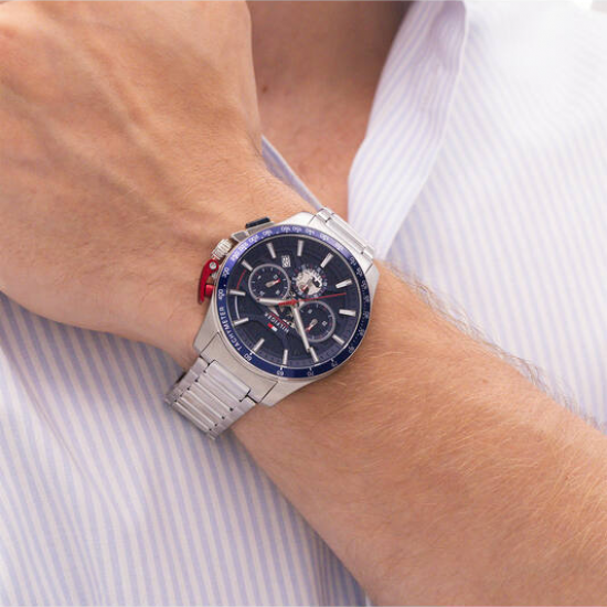 Tommy Hilfiger herenhorloge Bank, blauwe chrono  wijzerplaat - 2011709