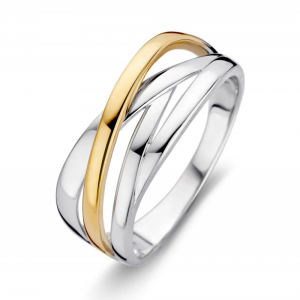 Zilver met gouden ring kruislings model - 2011713