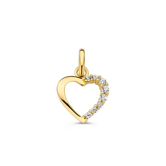 goudenhangertje open hart half gezet met zirconia - 2011715