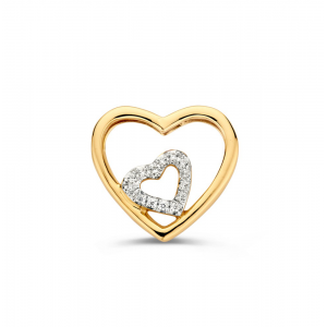 gouden bicolor hangertje hart in met zirconia - 2011717