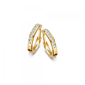 gouden klapoorringen geelgoud met zirconia - 2011722