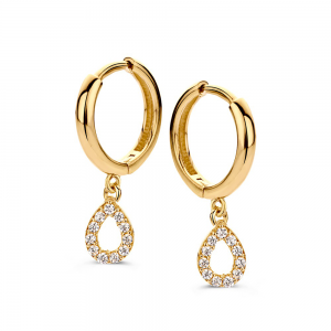 gouden klapoorringen geelgoud met zirconia - 2011723