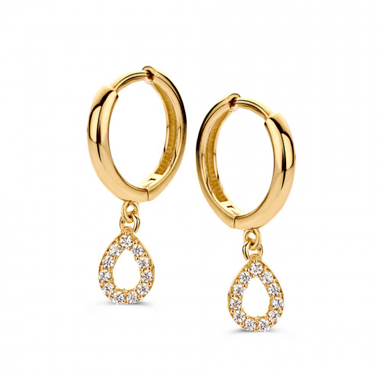 gouden klapoorringen geelgoud met zirconia - 2011723