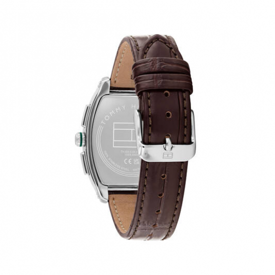 Tommy hilfiger heren horloge Oxford, groene plaat bicolor kast en bruine lederen band - 2011738