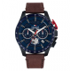 Tommy hilfiger heren horloge Bank blauw kast en bruine lederen band - 2011739