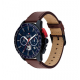 Tommy hilfiger heren horloge Bank blauw kast en bruine lederen band - 2011739