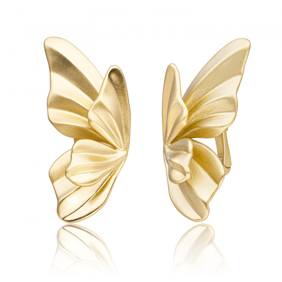 Sparkling Jewels earrings butterfly push back gold CZ - 2011746