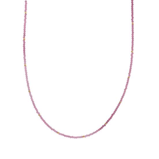 Sparkling Jewels beaded necklace 2mm candy jade gold 42cm+2cm - 2011757