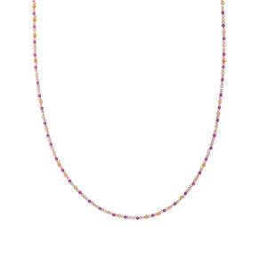 Sparkling Jewels beaded necklace 2mm multi gem gold 42cm+2cm - 2011758