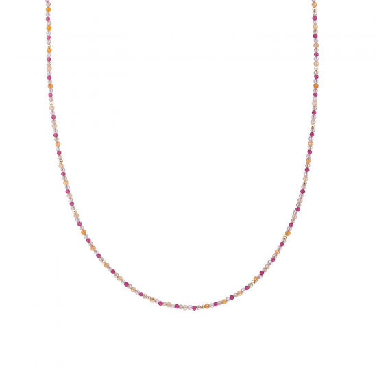Sparkling Jewels beaded necklace 2mm multi gem gold 42cm+2cm - 2011758