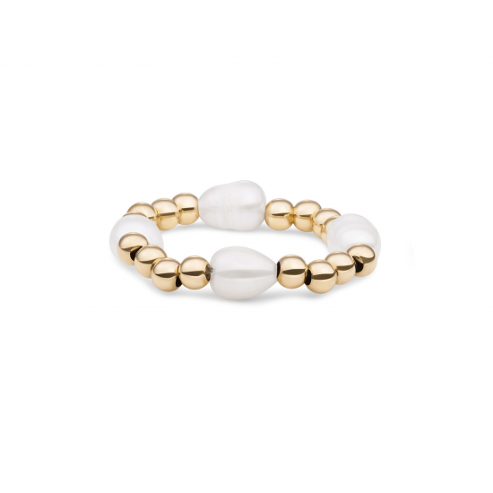 Sparkling jewels ring gold plated facet roundel pearl - 2011800