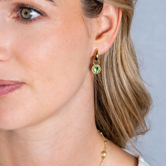 Zinzi creoolhangers dubbel, groen/wit - 2011804