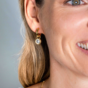 Zinzi creoolhangers dubbel, groen/wit - 2011804