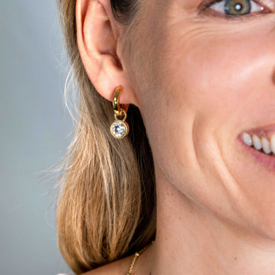 Zinzi creoolhangers dubbel, groen/wit - 2011804