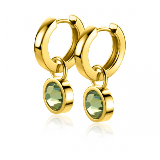 Zinzi creoolhangers dubbel, groen/wit - 2011804