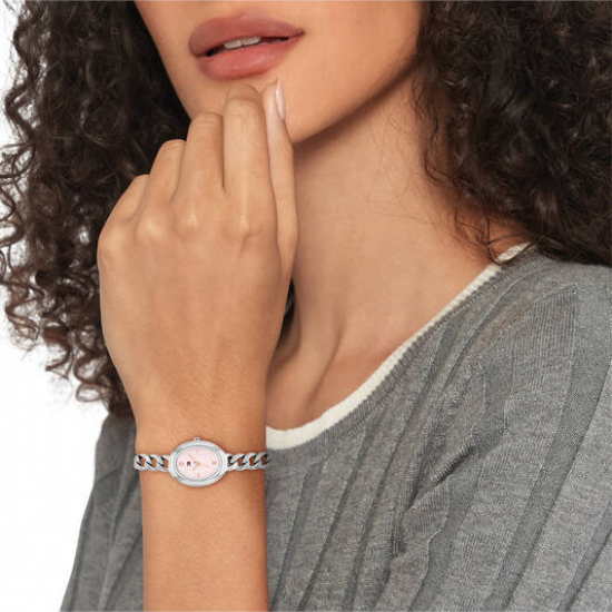 Tommy Hilfiger ,  dameshorloge Demi met ovale kast en roze plaat en goudkleurige wijzers - 2011811