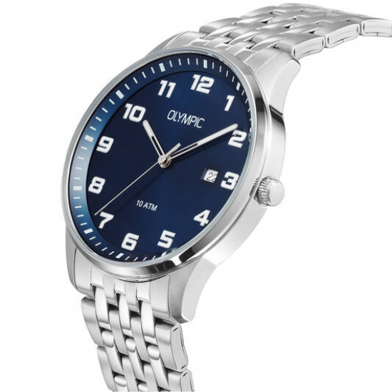 Olympic heren horloge staal met blauwe plaat - 2011812