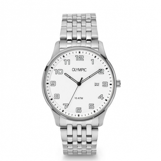 Olympic heren horloge staal met witte plaat - 2011813