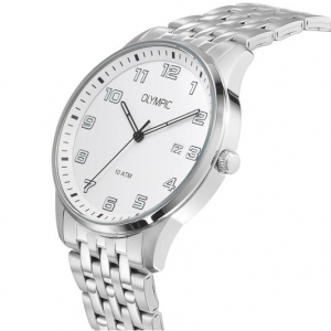 Olympic heren horloge staal met witte plaat - 2011813