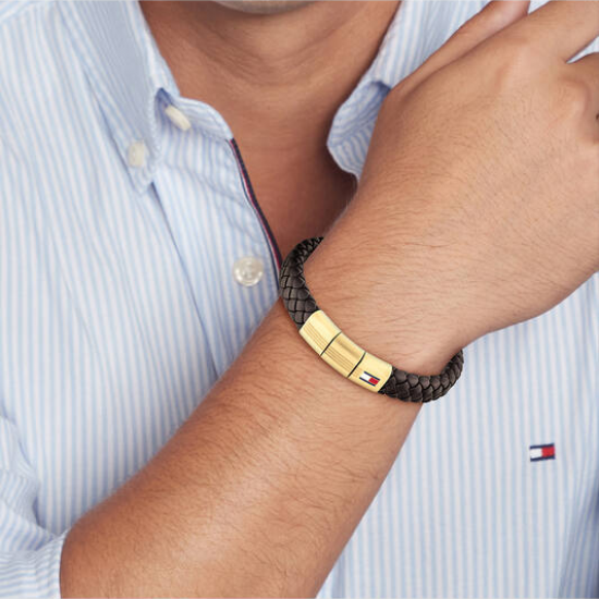 Tommy Hilfiger heren armband met donkerbruin leer - 2011814