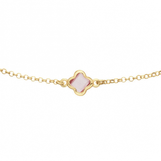 Verguld zilveren collier met paars/roze stenen - 2011816