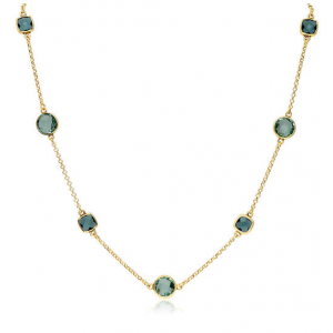 Verguld zilveren collier met blauw/turqoise stenen - 2011817