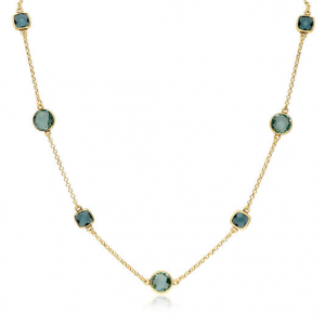 Verguld zilveren collier met blauw/turqoise stenen - 2011817