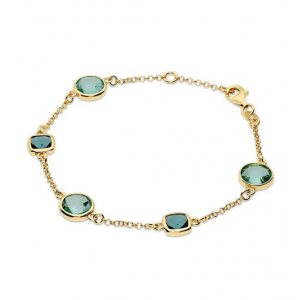 Verguld zilveren armband met blauw/turqoise stenen - 2011818