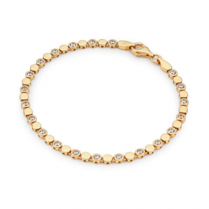 Verguld zilveren armband met om en om zirconia - 2011819