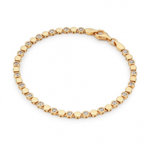Verguld zilveren armband met om en om zirconia - 2011819
