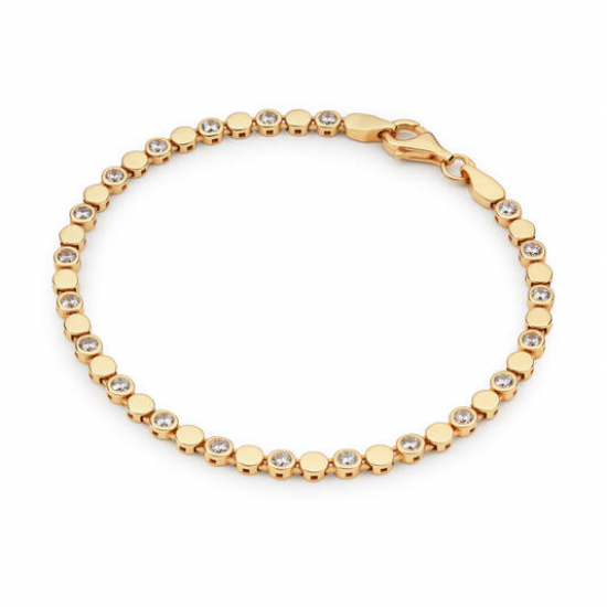 Verguld zilveren armband met om en om zirconia - 2011819