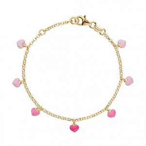 Verguld zilveren armband met roze hartjes - 2011820