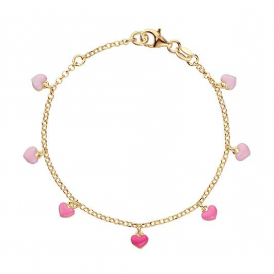 Verguld zilveren armband met roze hartjes - 2011820