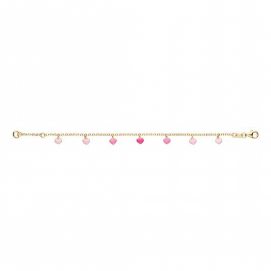 Verguld zilveren armband met roze hartjes - 2011820