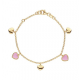 Verguld zilveren armband met roze hartjes - 2011821
