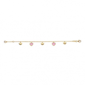 Verguld zilveren armband met roze hartjes - 2011821