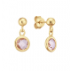 Zilver verguld oorhangers met roze steen - 2011824