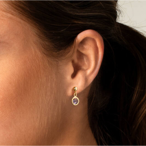 Zilver verguld oorhangers met roze steen - 2011824