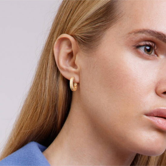 Zilver verguld oorringen met zirconia - 2011826