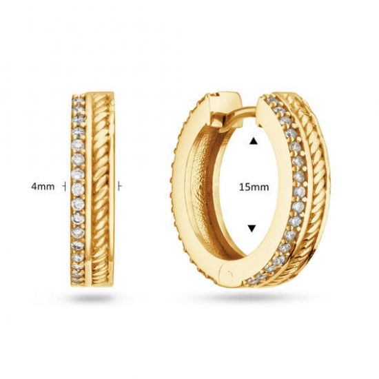 Zilver verguld oorringen met zirconia - 2011826