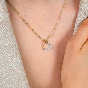 Zinzi zilver verguld coolier met hart open half gezet met zirconia - 2011962