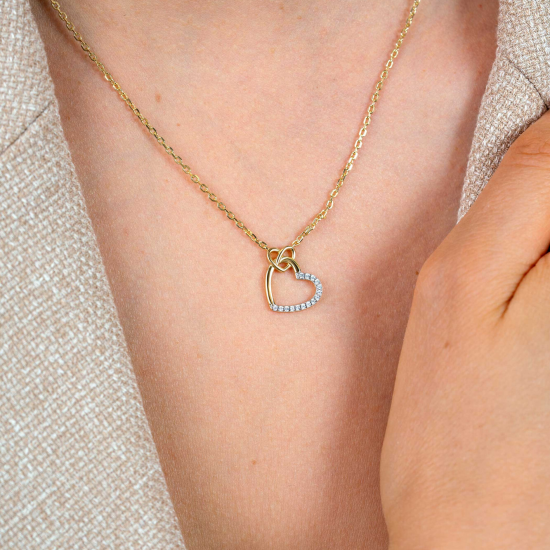 Zinzi zilver verguld coolier met hart open half gezet met zirconia - 2011962