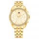 Tommy Hilfiger dames horloge goudkleur met chrono plaat en stenen in de lunette - 2011991