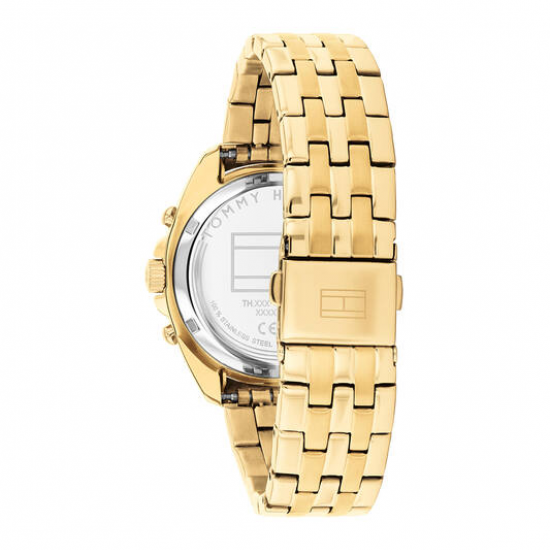 Tommy Hilfiger dames horloge goudkleur met chrono plaat en stenen in de lunette - 2011991