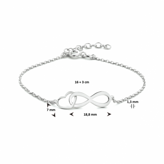 armband infinity en hart 16 + 3 cm - 2009584